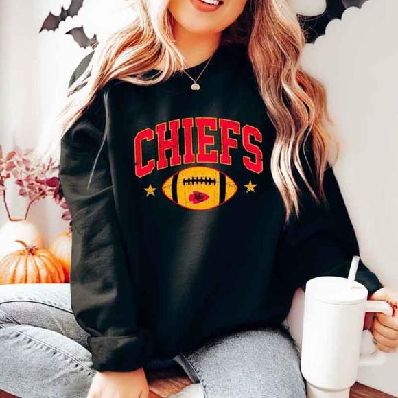 Kansas City Chiefs Football Sweatshirt Vintage Style Kansas City Football - Picture 1 of 4